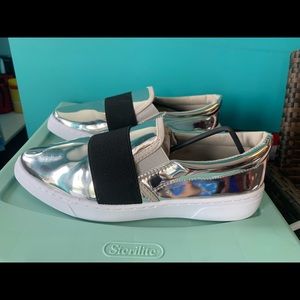 Silver slip on sneakers